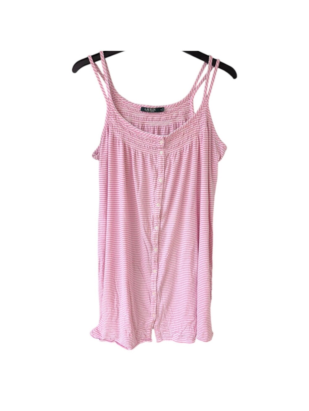 Lauren Ralph Lauren Womens XL Pink White Striped Cami Lounge Dress LRL 23x32